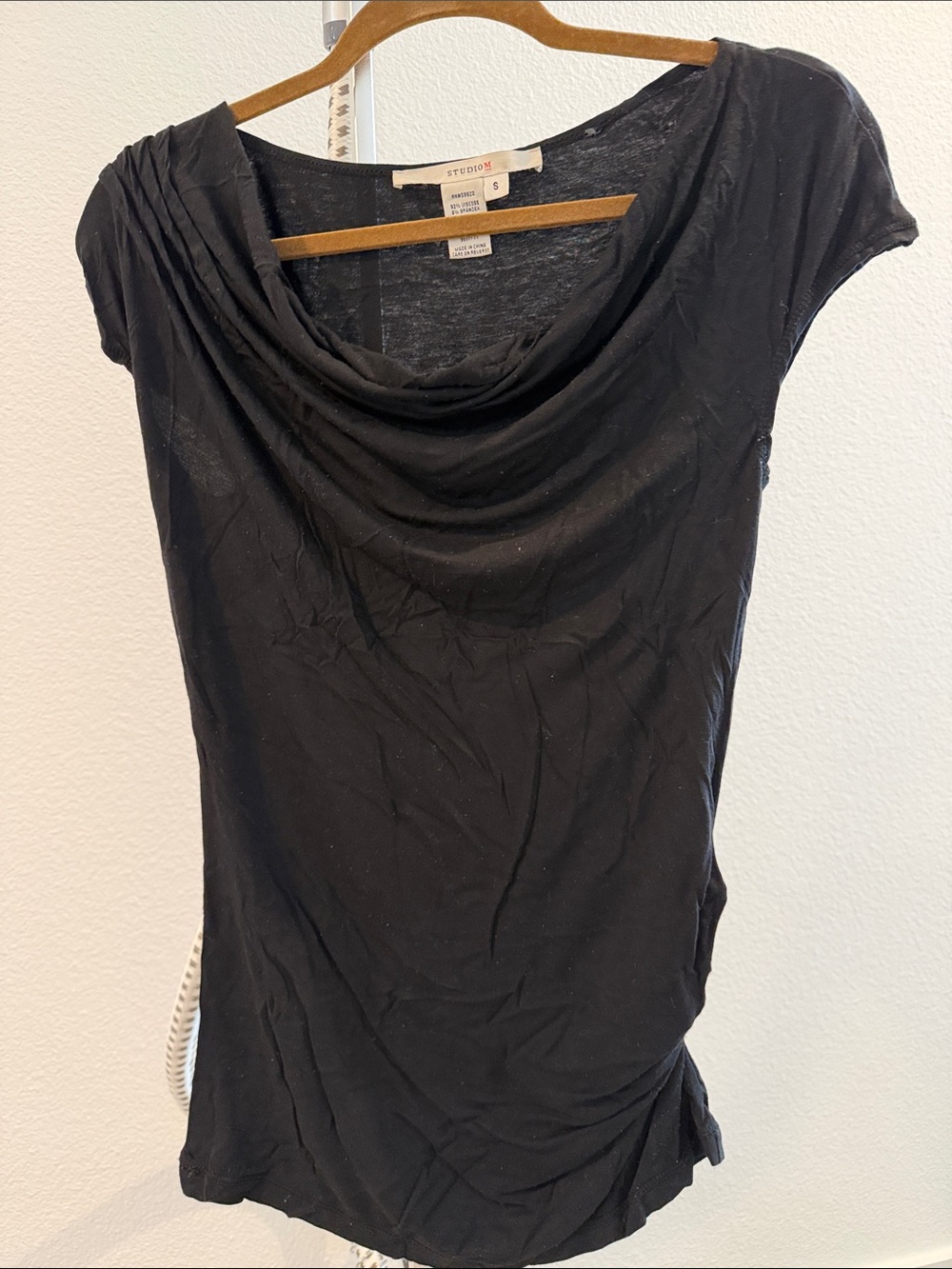 Studio Black Cowl-Neck Cap Sleeve Top